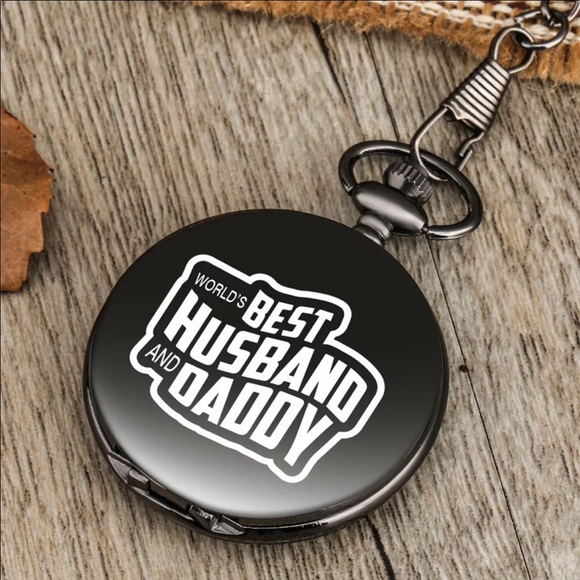 NEW Black Men’s Pocket Watch Necklace - Picture 2 of 6